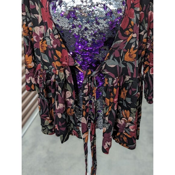Torrid NEW 5X Black with Floral Print Babydoll Lightweight Jacket - Picture 2 of 9